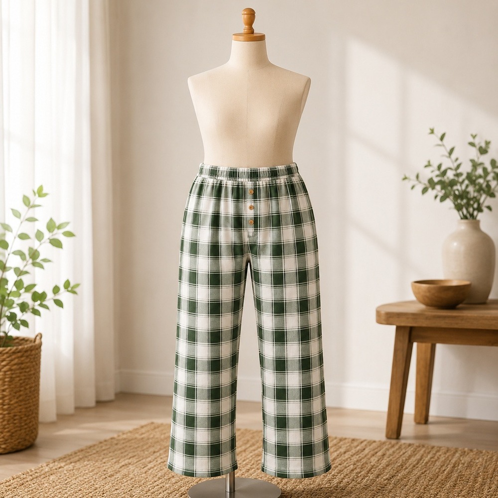 Unbranded Plaid Pajama Pants Mens 2X Green White Fleece Lounge Sleepwear